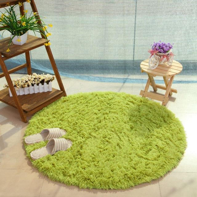 Fluffy Round Rug Grass Moss Carpets for Living Room Kilim Faux Fur Carpet Kids Room  Long Plush rugs for bedroom Shaggy Area Rug White