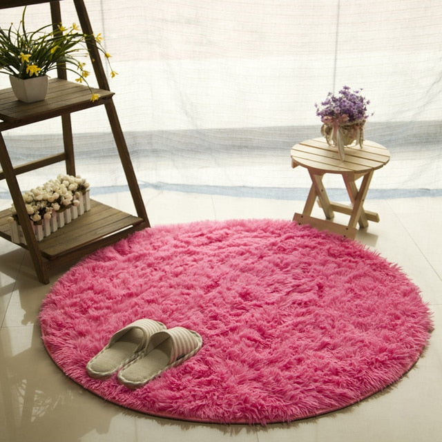 Fluffy Round Rug Carpets for Living Room Kilim Faux Fur Carpet Kids Room  Long Plush rugs for bedroom Shaggy Area Rug White