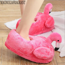 Load image into Gallery viewer, Winter lovely Home Slippers Chausson Shoes Women Flamingo slippers pantuflas unicornio pantoufle femme Warm Cotton Shoes hy24
