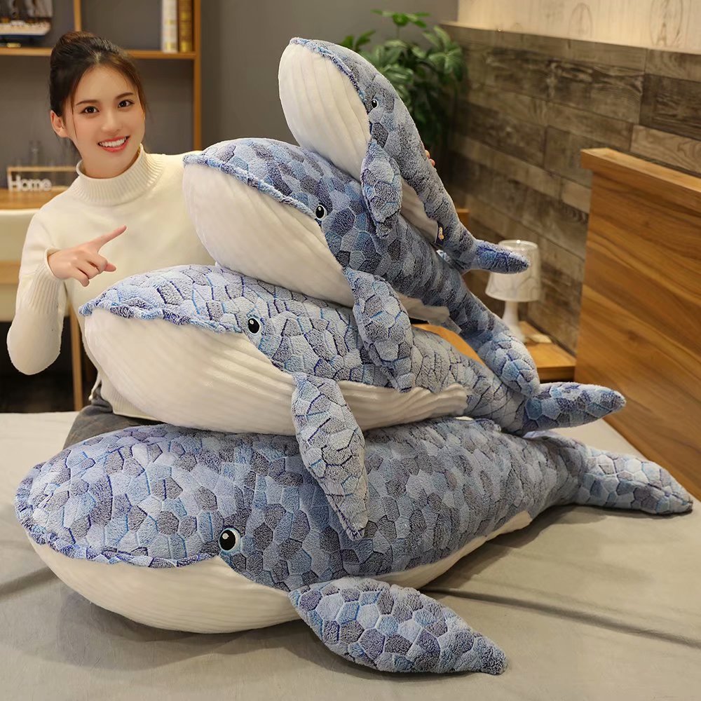 Whale Plush Toy Blue Sea Animals Stuffed Toy Huggable Shark Soft Animal Pillow Kids Gift 50-110cm Giant size