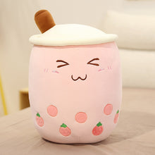 Load image into Gallery viewer, 25-70cm cute cartoon Fruit bubble tea cup shaped pillow with suction tubes real-life stuffed soft back cushion funny boba food
