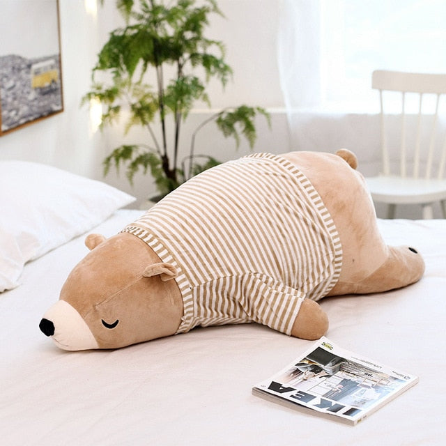 Polar Bear Plush Doll Baby Soft Stuffed Sleeping Bear Pillow Animal Plush Toys Kids Cartoon Gifts 35-110CM Kawaii Dressing
