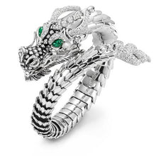 Load image into Gallery viewer, Dragon Ring for Men Green Eyes Cubic Zirconia CZ Silver Color Dragon Male Rings Punk Style Men Jewelry handmade
