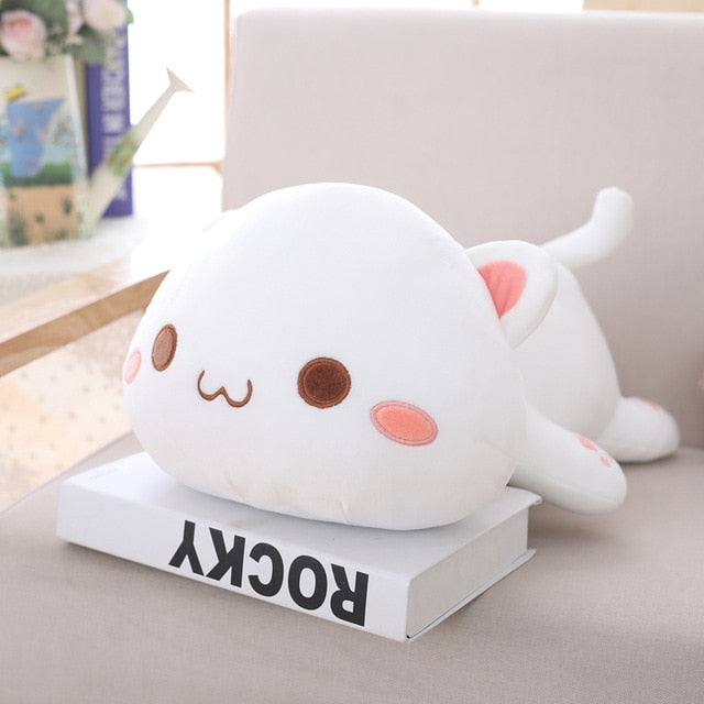 Kawaii Cat Plush Toy Stuffed 35cm 50cm 65cm Lying Cat Pillow White Grey Kids Toys Birthday Gift for Children