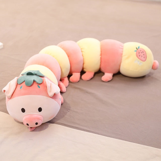 Cute fruit caterpillar doll plush toy comforts children sleeping pillow long pillow little girl doll