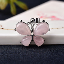 Load image into Gallery viewer, Natural Crystal Pendant Amethyst Rose Quartz Mineral Jewelry butterfly shape Ornaments For Women Reiki Gift custom handmade design
