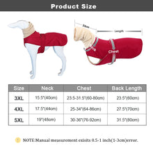 Load image into Gallery viewer, Winter Warm Dog Clothes Waterproof Thick Dog Jacket Clothing Red Black Dog Coat with Leash Hole for Medium Large Dogs Greyhound
