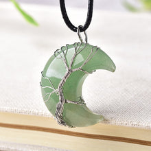 Load image into Gallery viewer, 1PC Natural Crystal Pendant Tree Of Life Moon Shape Polished Mineral Jewelry Healing Stone Men Women Jewelry Gift custom handmade design
