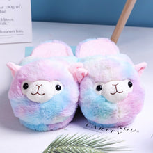 Load image into Gallery viewer, Cute Cartoon Alpaca Indoor Slippers Women Winter Home Floor Shoes Female Warm Faux Fur House Slipper Soft Sole Slides SH466
