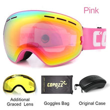 Load image into Gallery viewer, COPOZZ Ski Goggles with Case &amp; Yellow Lens UV400 Anti-fog Spherical Ski Glasses Skiing Men Women Snow Goggles + Lens + Box Set
