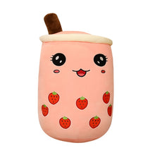 Load image into Gallery viewer, Plush Boba Tea Cup Toy Bubble Tea Pillow Cushion Cute Fruit Drink Plush Stuffed Soft Apple Pink Strawberry Milk Tea Kids Gift
