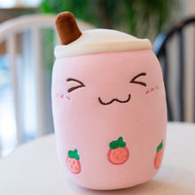 Load image into Gallery viewer, Plush Boba Tea Cup Toy Bubble Tea Pillow Cushion Cute Fruit Drink Plush Stuffed Soft Apple Pink Strawberry Milk Tea Kids Gift
