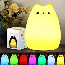 Load image into Gallery viewer, Cat Lamp Silicone LED Night Light For Baby Kids Children Bedroom Touch Sensor Remote Decoration Room Decor Holiday Gift Toy
