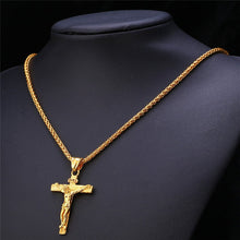 Load image into Gallery viewer, Luxury Charming Gold Cross Chain Necklace For Women Men Male Hip Hop Cool Accessory Fashion Jesus Cross Pendant Necklaces Gifts
