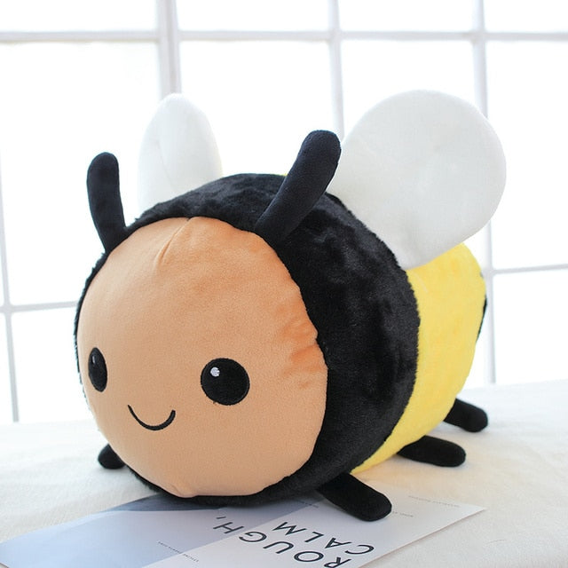 cute Bee ladybug plush toy high quality stuffed doll sleeping cylindrical pillow soft doll sofa decor birthday gift for kids