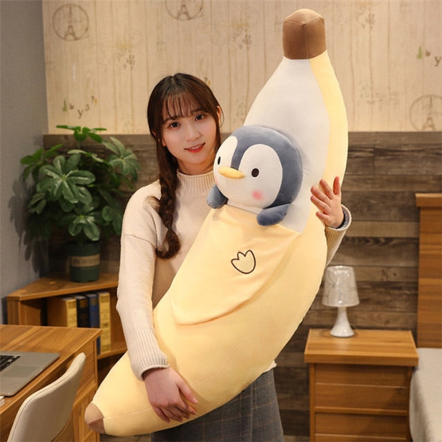 Banana Plush Toy Fruit Plushie penguin Cat Rabbit Shiba Inu Food Kawaii Pillow Cute Cartoon Soft Toys Kids Baby Home Decor Birthday Gift