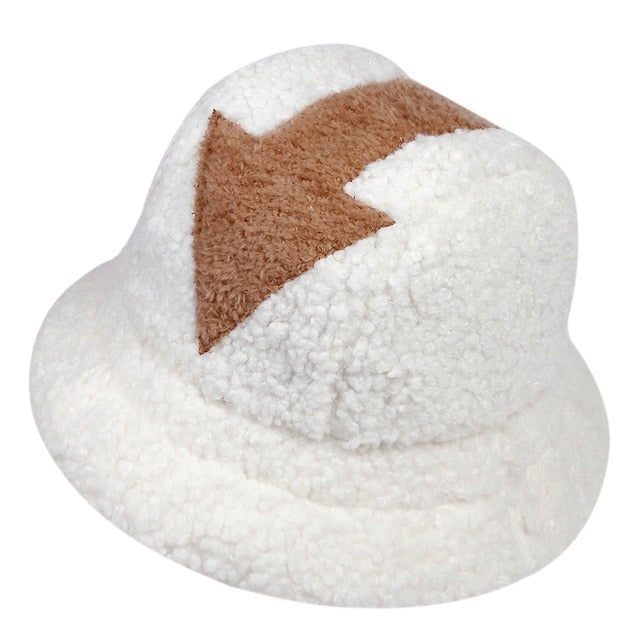 appa bucket hat Lamb wool hat winter warm Fishing Caps Faux Fur Arrow Symbol Printed Bucket Hat Men Women tide Flat Top Hats avatar airbender