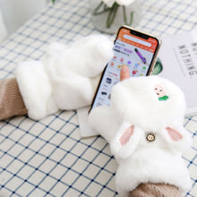 Load image into Gallery viewer, Winter Warm Soft Rabbit Fur Knit Mittens Women Flip Half finger Driving Gloves Plush Thick Cute Cat Touch screen Gloves E65
