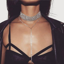 Load image into Gallery viewer, Rhinestone Choker Crystal Gem Luxury Chokers Collar Chocker Chunky Y necklace Women jewelry Accessories Gifts custom handmade clubbing party
