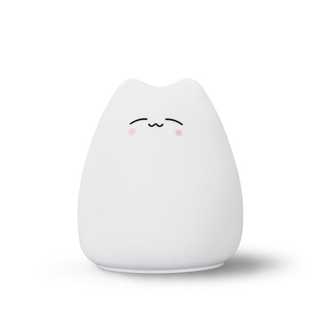 Cute Animal Little Cat Touch Sensor Control LED Night Lights 3AAA Batteries Soft Silicone LED Lamp Lantern Gift Decorative Lamp