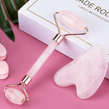 Load image into Gallery viewer, Natural Rose Quartz Jade Roller Set Box Face Slimming Lifting Massager Jade Stone Facial Massage Roller Skin Care Beauty Tool
