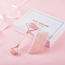 Load image into Gallery viewer, Natural Rose Quartz Jade Roller Set Box Face Slimming Lifting Massager Jade Stone Facial Massage Roller Skin Care Beauty Tool
