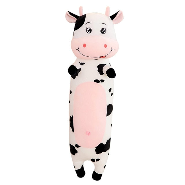 70cm-100cm  Milk Cow Plush Long Pillow Toys Soft Stuffed Cartoon Animal Cattle Doll Bedroom Sleeping Pillow Cushion body pillow