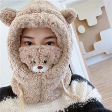 Load image into Gallery viewer, Japanese Cute Cartoon Bear Ear Cap Hat Lamb Plush Cap Warm Thickened Ear Protection with Warm Mask for Women Girl
