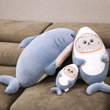 Load image into Gallery viewer, Cute Plush Shark Toy Kawaii Cartoon Cat Face Shark Soft Stuffed Doll Kids Toys Shark Pillow Cushion Birthday Gift for Children
