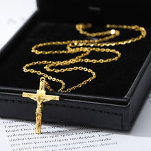 Load image into Gallery viewer, Stainless Steel Gold Cross Chain Necklace For Women Men Hip Hop Cool Accessory Fashion Jesus Christ Cross Pendant Necklaces Gift
