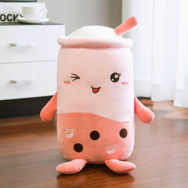 50cm Pink Bubble Tea Cup Shaped Pillow Pearl Milk Tea Bubble Tea Plush Stuffed Soft Toys Cushion Plush Food Pillow Gifts