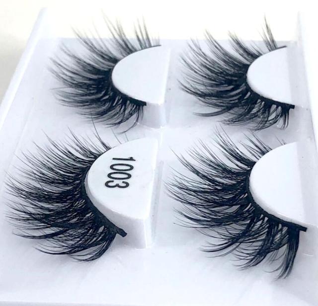 2 pairs natural false eyelashes fake lashes long makeup 3d mink eyelashes eyelash extension