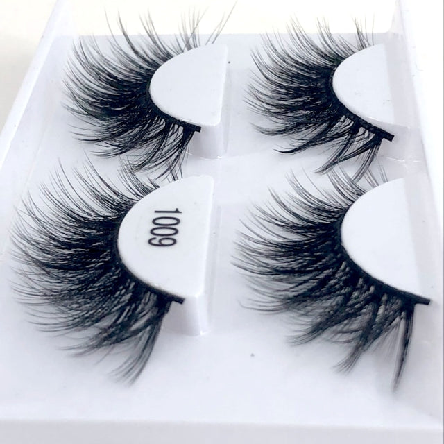 2 pairs natural false eyelashes fake lashes long makeup 3d mink eyelashes eyelash extension