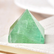 Load image into Gallery viewer, Natural Fluorite Crystal Pyramid Quartz Healing Stone Chakra Reiki Crystal Tiger Eye Point Home Decor Crafts Of Gem Stone 1PC
