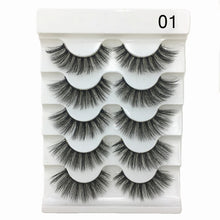 Load image into Gallery viewer, 5 Pairs 3D Faux Mink Hair False Eyelashes Wispies Fluffies Drama Eyelashes Natural Long Soft Handmade Cruelty-free Black Lashes
