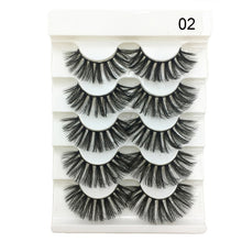 Load image into Gallery viewer, 5 Pairs 3D Faux Mink Hair False Eyelashes Wispies Fluffies Drama Eyelashes Natural Long Soft Handmade Cruelty-free Black Lashes
