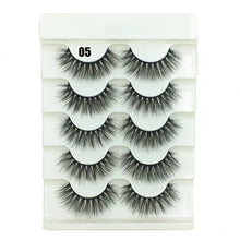 Load image into Gallery viewer, 5 Pairs 3D Faux Mink Hair False Eyelashes Wispies Fluffies Drama Eyelashes Natural Long Soft Handmade Cruelty-free Black Lashes
