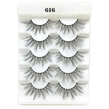 Load image into Gallery viewer, 5 Pairs 3D Faux Mink Hair False Eyelashes Wispies Fluffies Drama Eyelashes Natural Long Soft Handmade Cruelty-free Black Lashes
