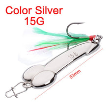Load image into Gallery viewer, 1PCS Pesca Metal DD Sequins Spinner Spoon Fishing Lures With Feather Hook Artificial Bait
