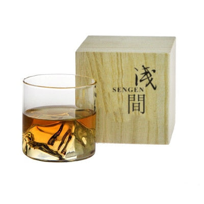 Niche Japanese Style Whisky Cup-Shallow Mountain Liqueur XO Wine Cup EDO Guanshan Fuji Artwork Wooden Gift Box Whiskey Glass