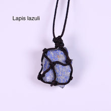 Load image into Gallery viewer, Natural Crystal Quartz Raw Net pocket pendant Crystal Necklace Healing Stone Reiki Hangings Craft With Weave Rope
