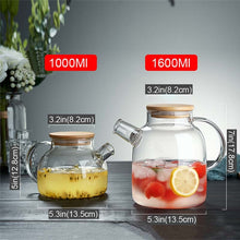 Load image into Gallery viewer, Big Heat-Resistant Glass Teapot  Flower Tea Kettle Large Clear Glass Fruit Juice Container Ceramic Teapot Holder Base
