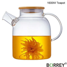 Load image into Gallery viewer, Big Heat-Resistant Glass Teapot  Flower Tea Kettle Large Clear Glass Fruit Juice Container Ceramic Teapot Holder Base
