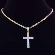 Load image into Gallery viewer, Cubic Zirconia Cross Pendant Necklace with 4mm CZ Tennis Chain Iced out Bling Necklaces HipHop Jewelry custom handmade Gift
