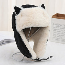Load image into Gallery viewer, Women Warm Earmuffs Thicken Ear-flapped Hat Winter Cold-proof Warm Cotton Hat Cat Ears Cap 2022 Winter Russian Hat
