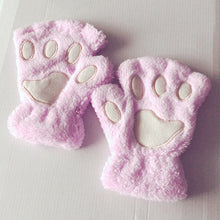 Load image into Gallery viewer, Women Bear Plush Cat Paw Claw Gloves Winter Faux Fur Cute Kitten Fingerless Mittens Gloves Christmas Halloween for Womens Girls
