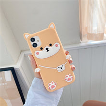 Load image into Gallery viewer, Japan cartoon 3D Akita dog husky satchel soft phone case for iphone 11 Pro Max 12 MiNi X XS Max XR XS 7 8 plus 20 SE Cute cover
