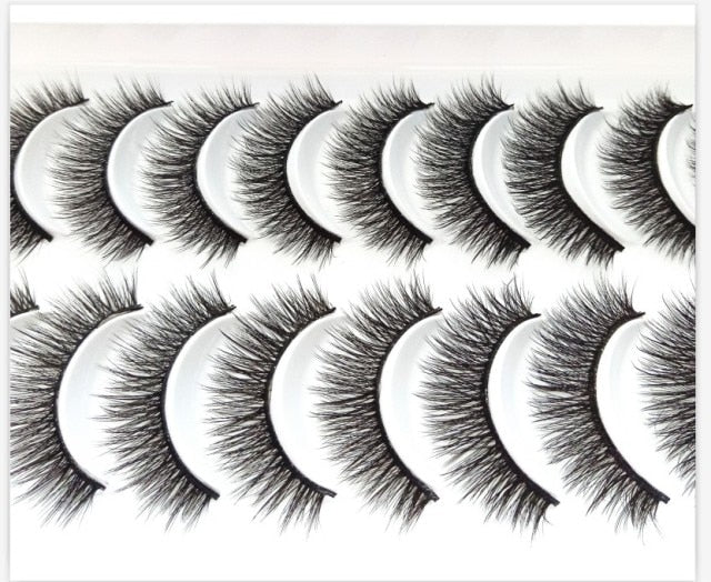 10 Pairs Natural False Eyelashes Fake Lashes Long Makeup 3d Mink Lashes Extension Eyelash