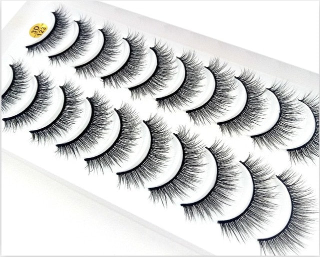 10 Pairs Natural False Eyelashes Fake Lashes Long Makeup 3d Mink extension