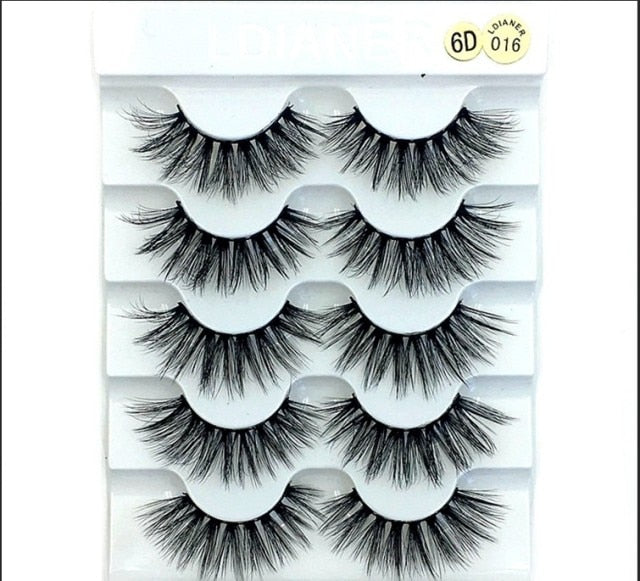 NEW 5 pairs 3D mink false eyelashes natural makeup eyelash extension long cross volume soft fake eye lashes winged faux cils